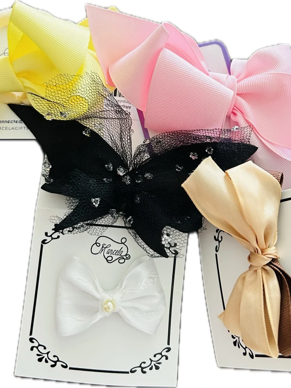 PACK of FIVE Assorted Girls Hair Bows Five Colors Party Dressup Hair Accessories